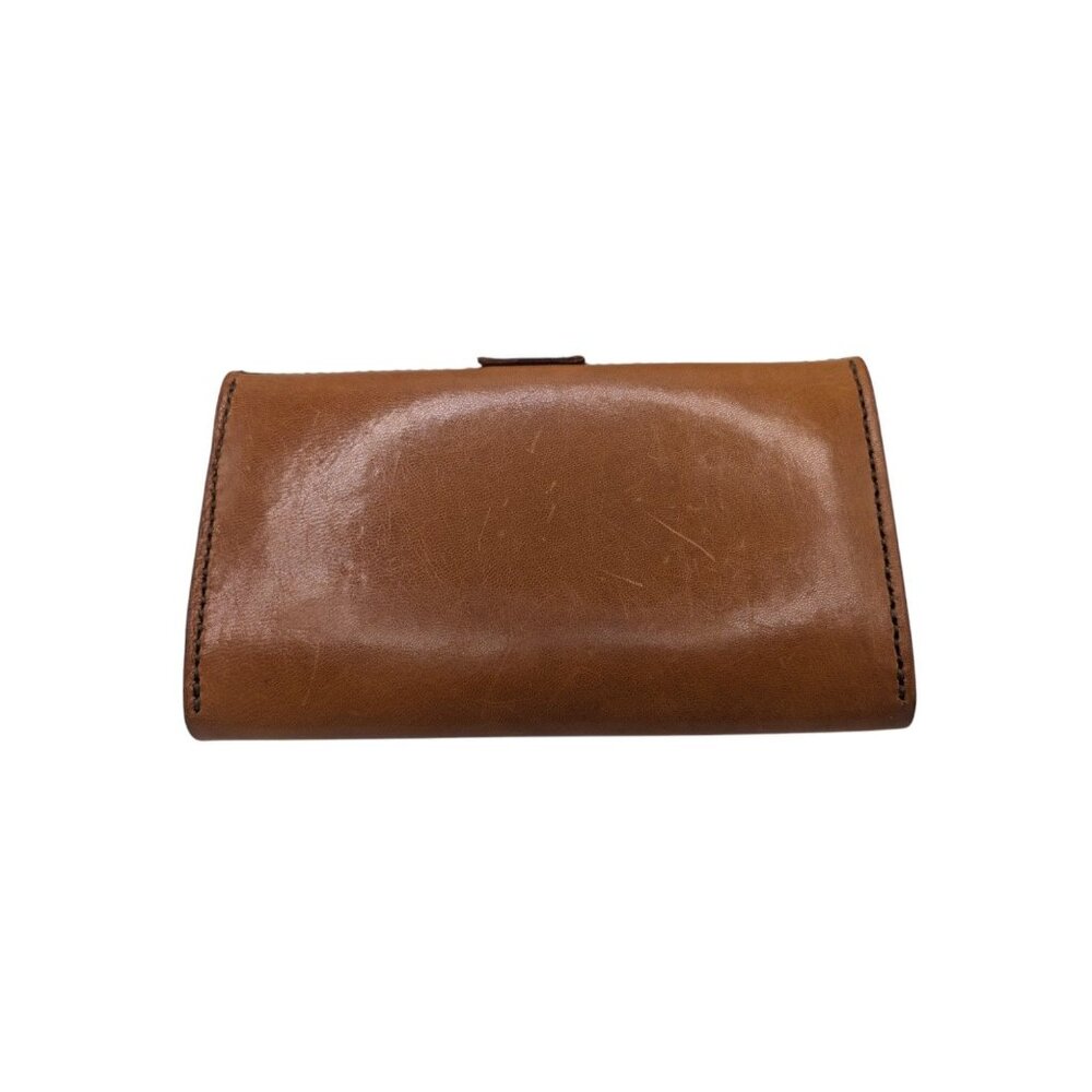 Vintage-Style Brown Leather Clutch Wallet With Brass Turn-Lock Closure Multiple - Picture 2 of 12